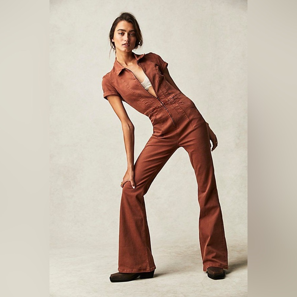 Free People We The Free Brown Rust Jayde Jumpsuit